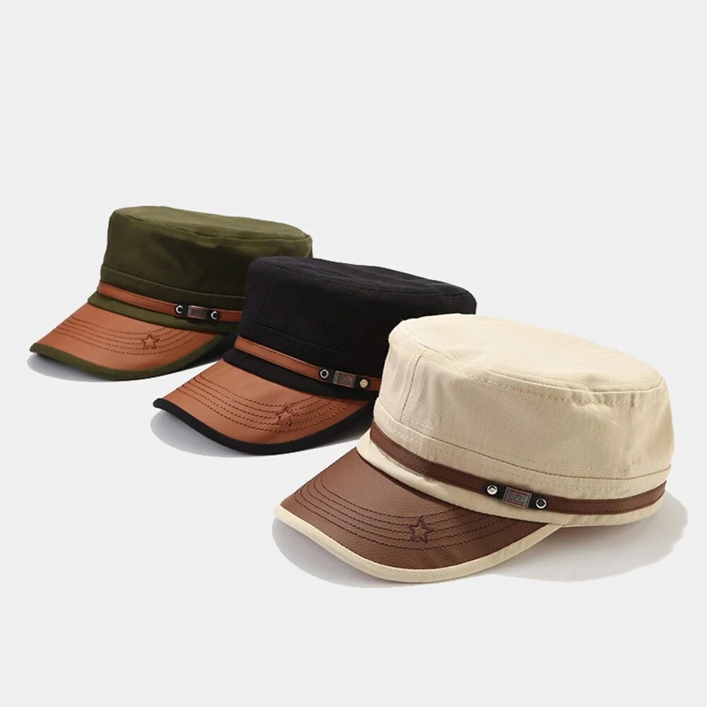 Casual Cadet Hat Man Flat Top  - Dad Hat Cotton 评论和价格