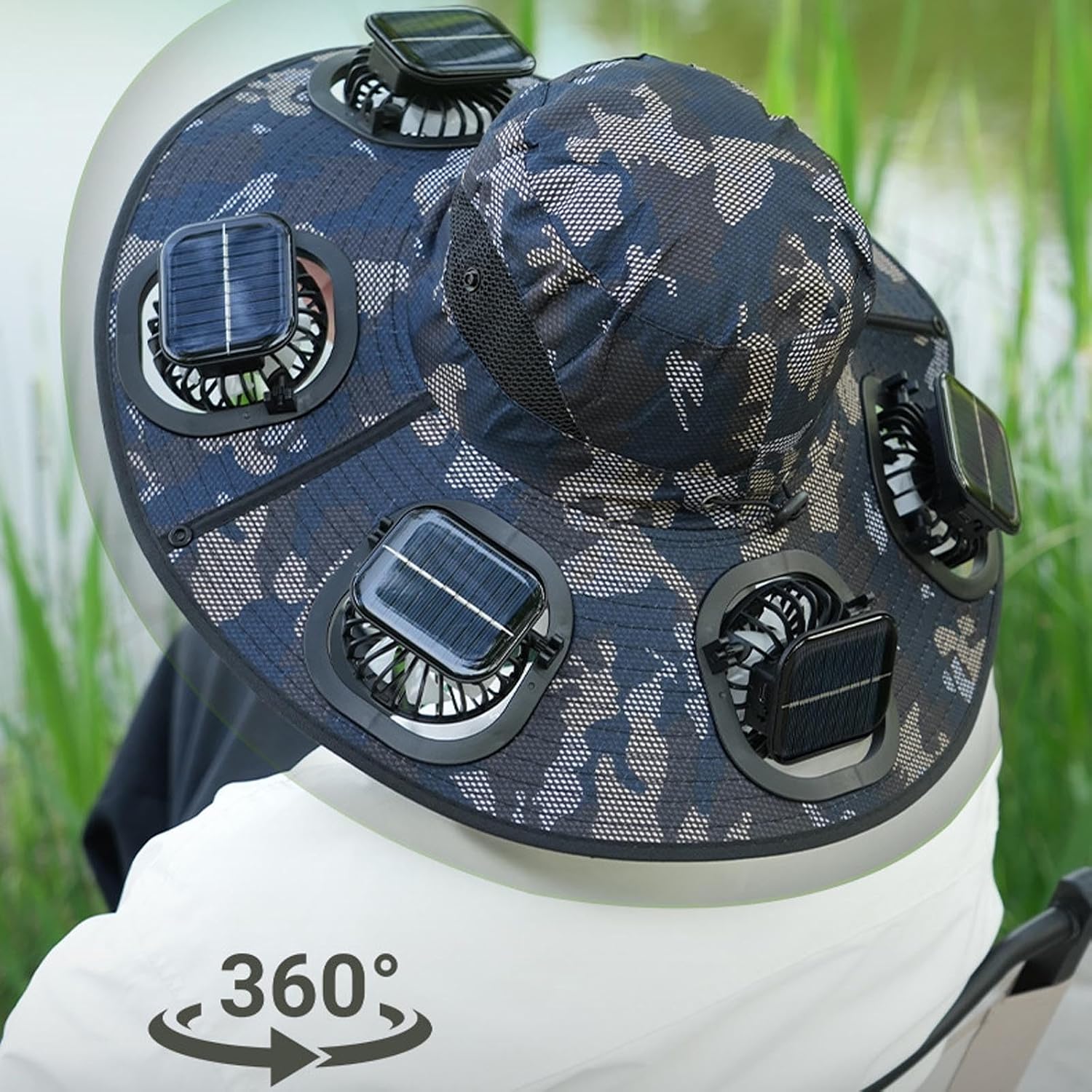 Hot 6 Fans Solar Fan Hat Breat - Visor Sun Hat 评论和价格