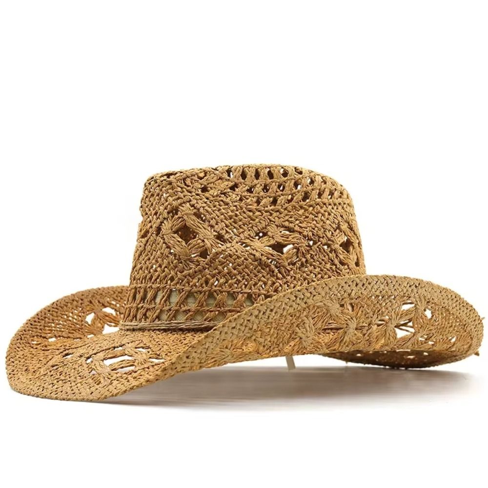 Vintage Wide Brim Hollow Straw - Cowboy Hat Straw 评论和价格